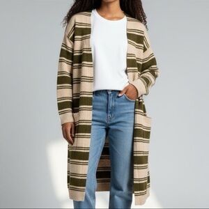 Knox Rose Striped Cardigan - Olive and Beige